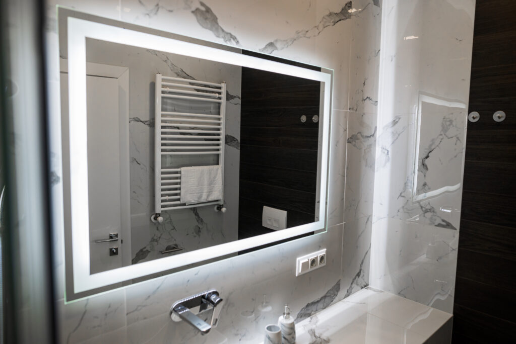 Spacious bathroom, clean, beautiful, luxurious, bright room